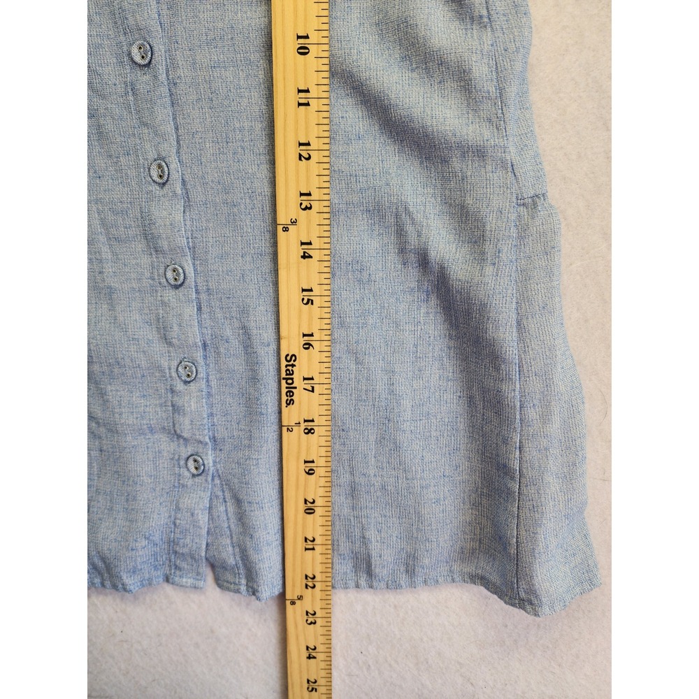 Elodie Blue Button Front Sleeveless Peplum Tank Top Rayon Medium - Picture 4 of 8